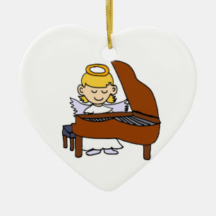 Wonderful Girl Angel Playing Piano Ceramic Ornament