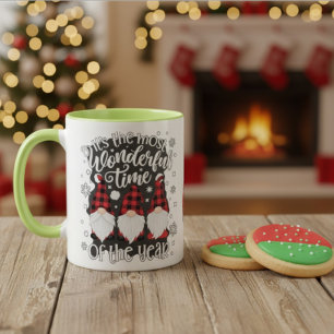 Wonderful Gnome Truck Plaid Christmas Mug Gift
