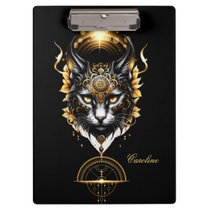 Wonderful gold black cat. clipboard