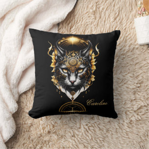 Wonderful gold black cat. cushion