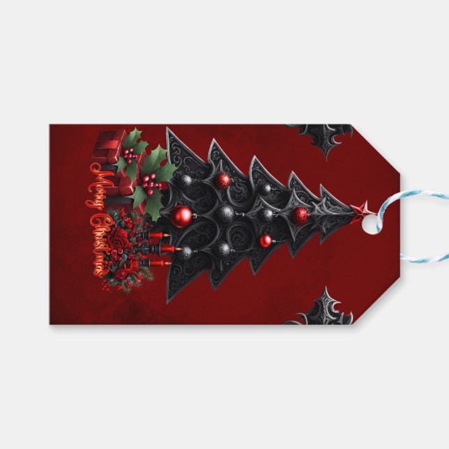 wonderful gothic christmas tree  gift tags (Front (Horizontal))