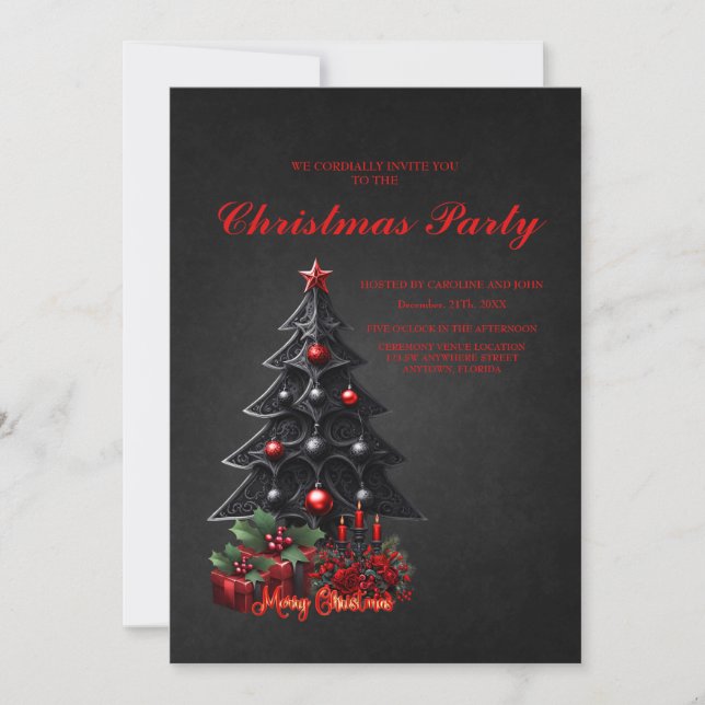 Wonderful gothic christmas tree invitation (Front)