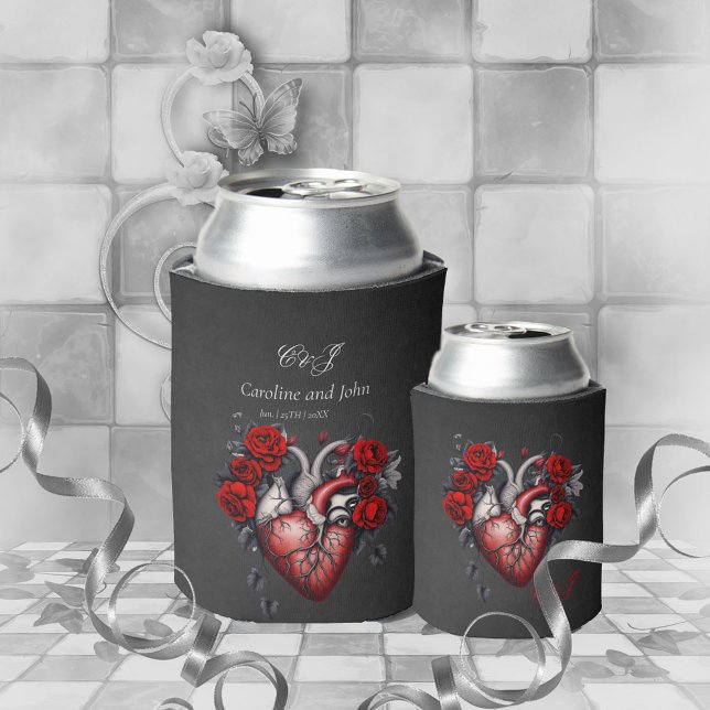 Wonderful gothic Victorian heart Can Cooler (Gothic heart)