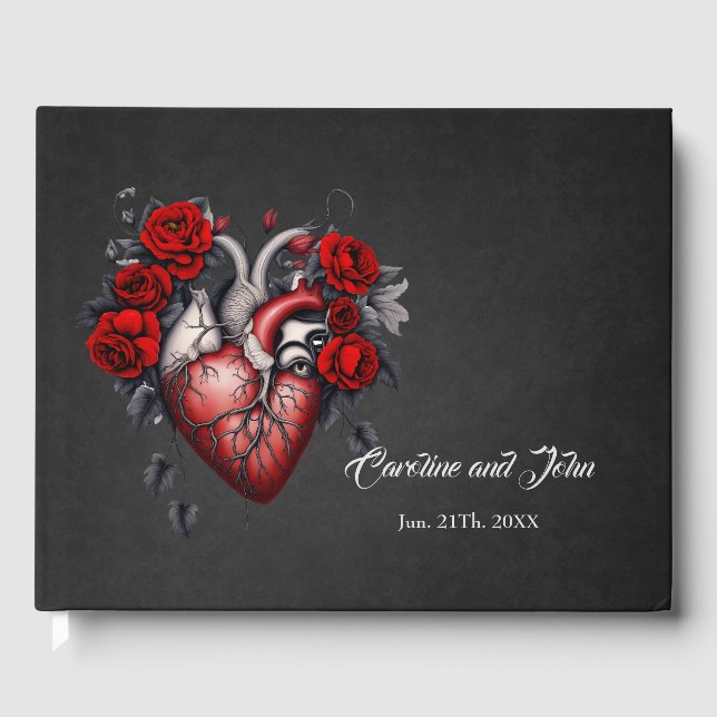 Wonderful gothic Victorian heart Guest Book (Front)