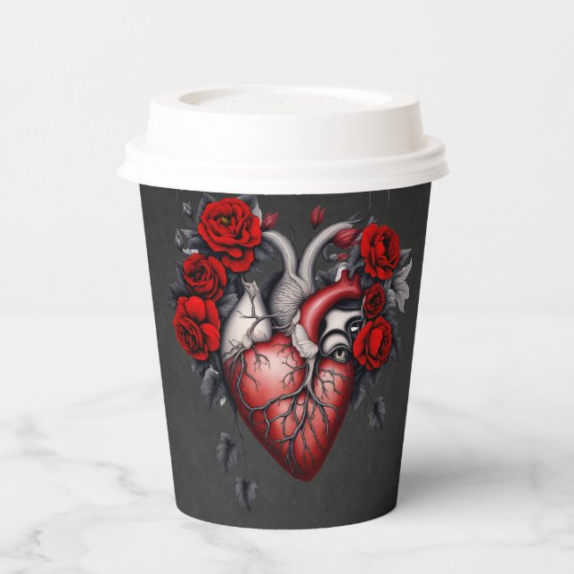 Wonderful gothic Victorian heart Paper Cups (Left)