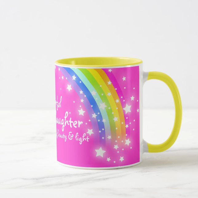 "Wonderful Granddaughter" rainbow pink mug (Right)