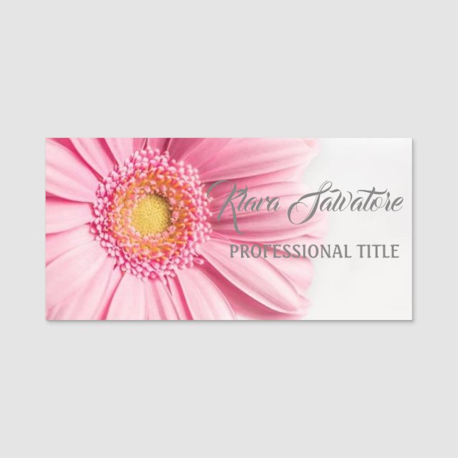 Wonderful Great Perfect Pink Flower Name Tag (Front)