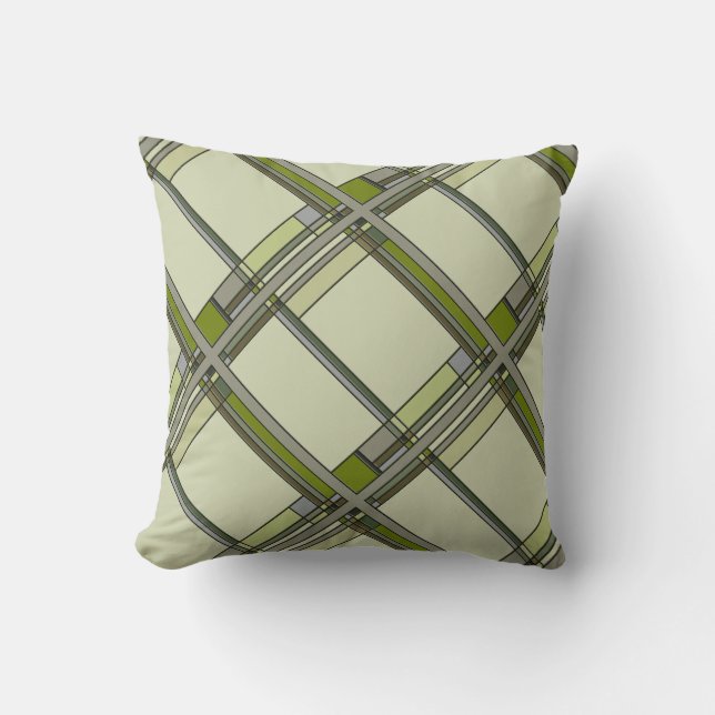 Wonderful Green Arts & Crafts Geometric Pattern Cushion (Front)