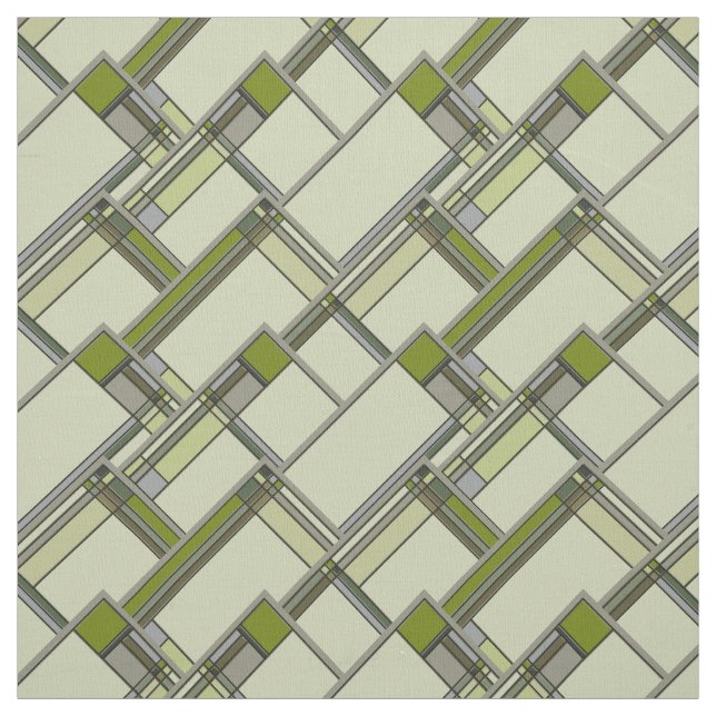 Wonderful Green Arts & Crafts Geometric Pattern Fabric (Swatch)