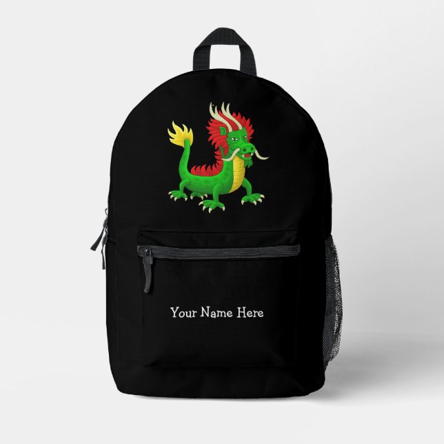 Wonderful Green Chinese Dragon Printed Backpack (Front)