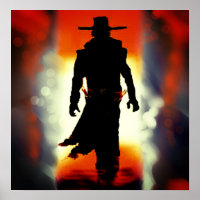 WONDERFUL GUNSLINGER COWBOY IN DESERT POSTER