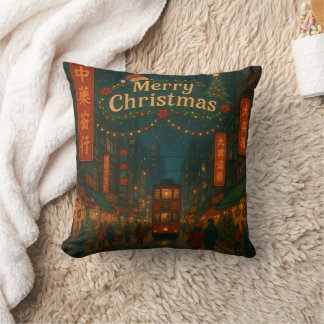 Wonderful Hong Kong Christmas streets Cushion