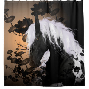 Wonderful horse with flowers shower curtain