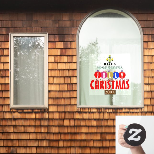 Wonderful Jolly Christmas Ornaments Tree     (Home Window)