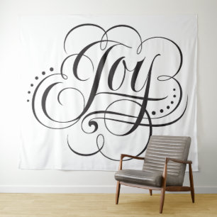 Wonderful JOY Calligraphy Lettering Christmas Tapestry
