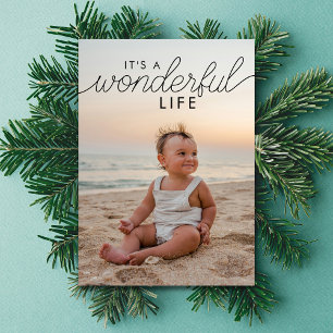 Wonderful Life 3 Photo Baby Christmas Holiday Card
