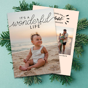 Wonderful Life 3 Photo Beachy Christmas Holiday Card