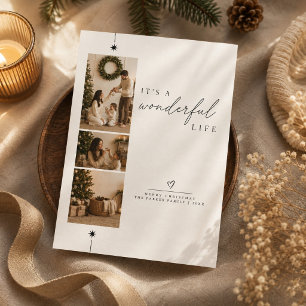 Wonderful Life 3 Photo Christmas Holiday Card
