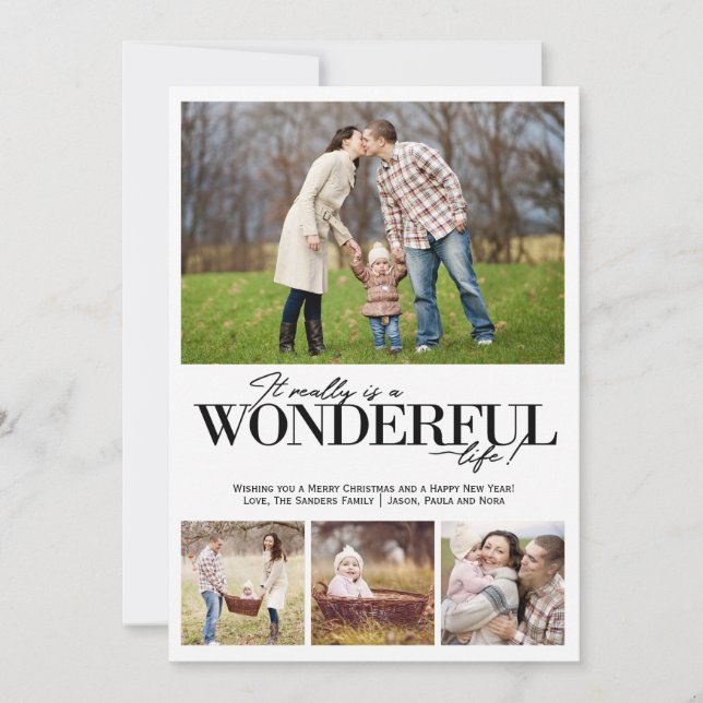 Wonderful Life 4 PH Black Letters | Holiday Card (Front)