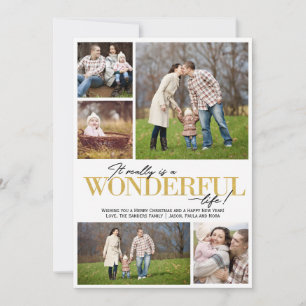 Wonderful Life 5 PH Gold Letters   Holiday Card