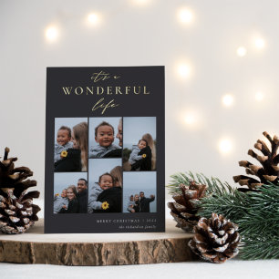 Wonderful Life 6 Photo Collage Christmas Foil Holiday Card