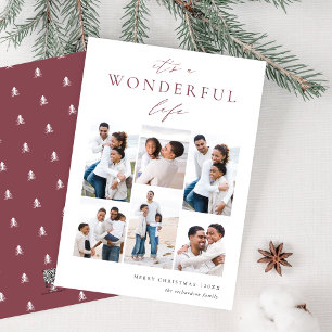 Wonderful Life 6 Photo Collage Holiday Card
