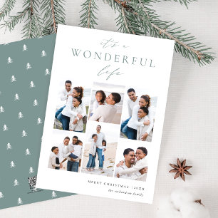 Wonderful Life 6 Photo Collage Holiday Card
