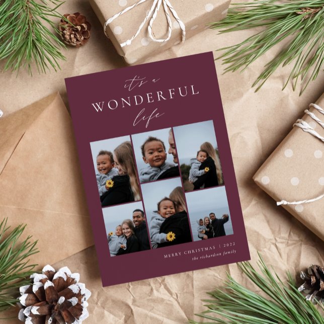 Wonderful Life | 6 Photo Collage Holiday Card (Creator Uploaded)