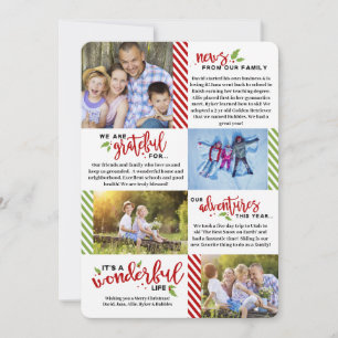 Wonderful Life Candy Cane Year in Review Holiday Card