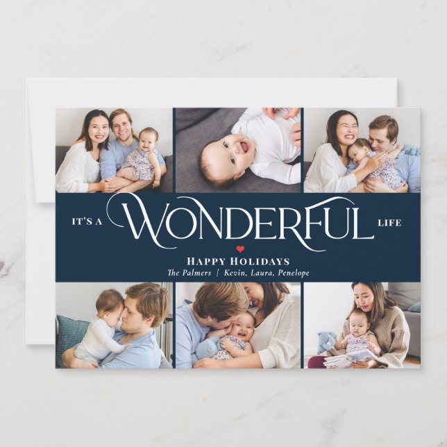 Wonderful Life EDITABLE COLOR Holiday Photo Card (Front)