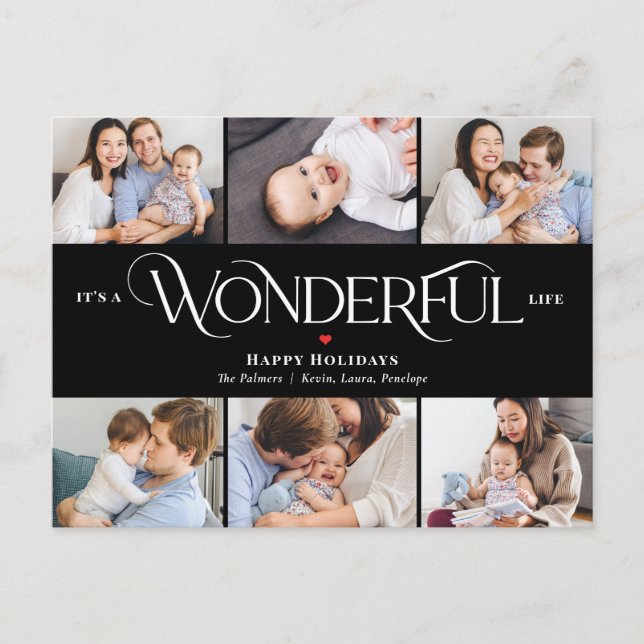 Wonderful Life EDITABLE COLOR Holiday Postcard (Front)