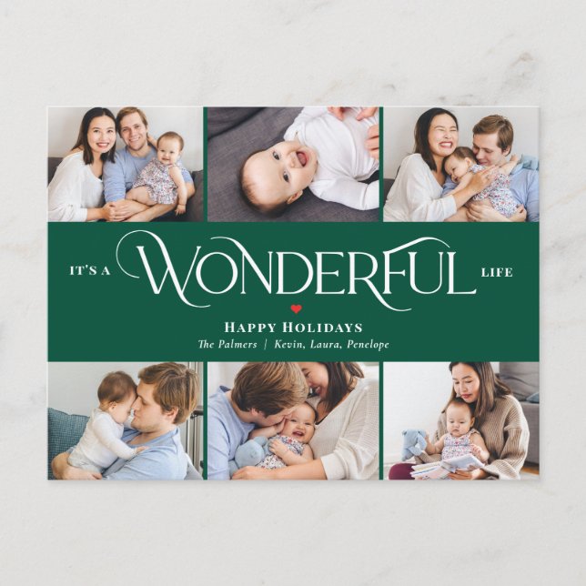 Wonderful Life EDITABLE COLOR Holiday Postcard (Front)
