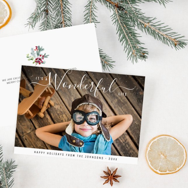 wonderful life | Elegant lettering christmas Postcard (Creator Uploaded)
