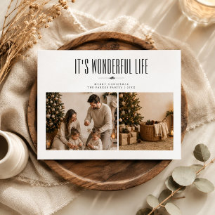Wonderful Life Family & Christmas Tree Photo Holiday Card