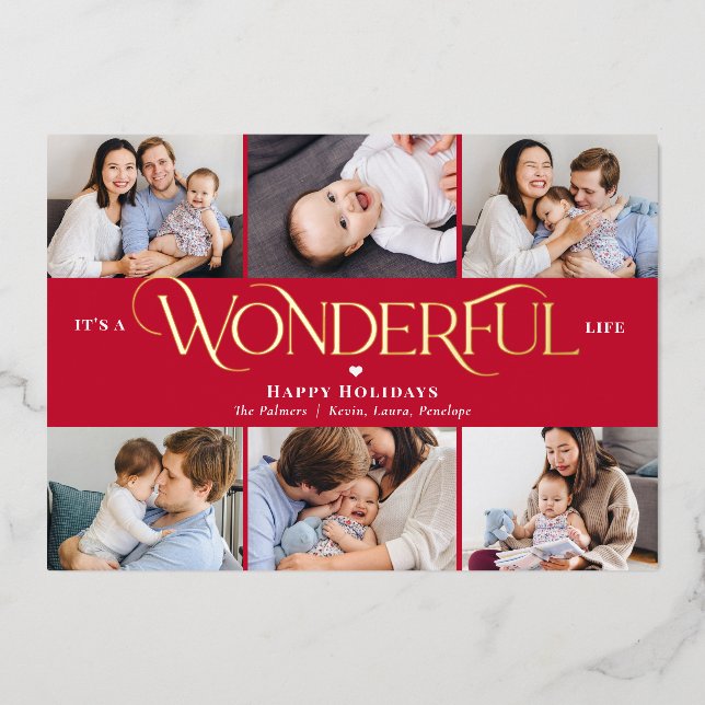 Wonderful Life Foil Holiday Card Christmas Card (Front)