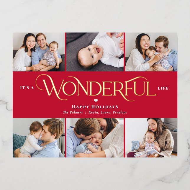 Wonderful Life Foil Photo Holiday Postcard (Front)