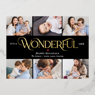 Wonderful Life Foil Photo Holiday Postcard