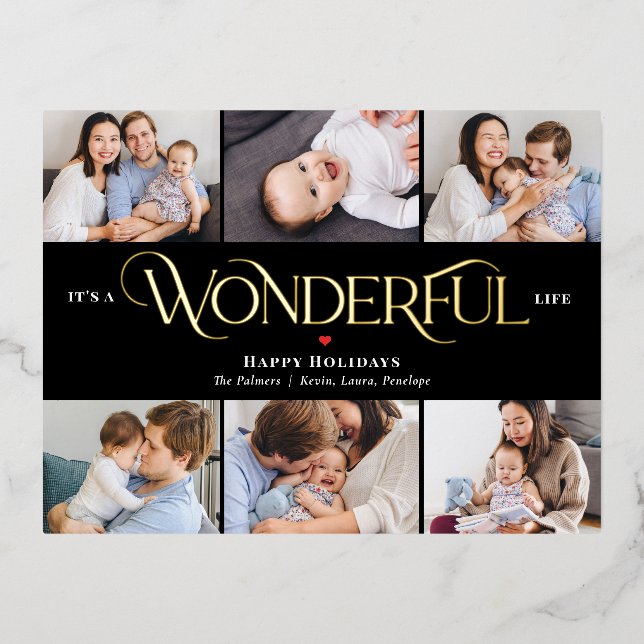 Wonderful Life Foil Photo Holiday Postcard (Front)