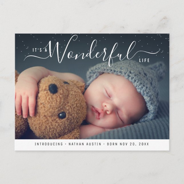 wonderful life | holiday birth announcement postcard (Front)