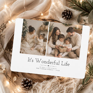Wonderful Life Modern Two Photo Family Christmas Holiday Card