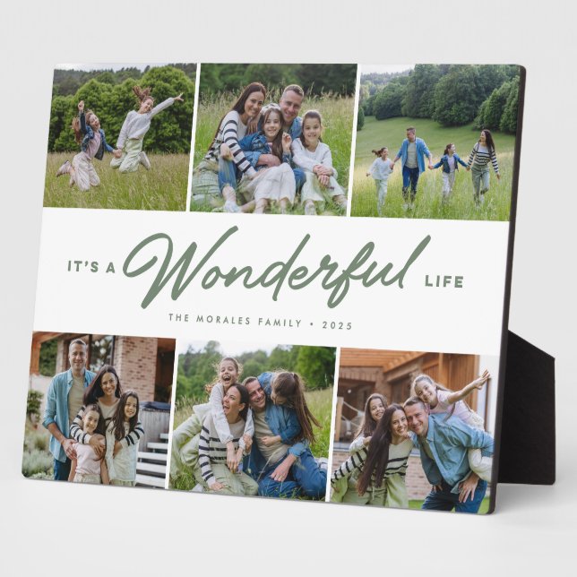 Wonderful life six photo family collage plaque (Side)