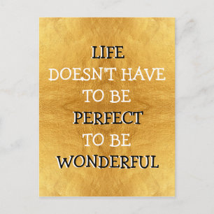 Wonderful Life Typography Gold Postcard