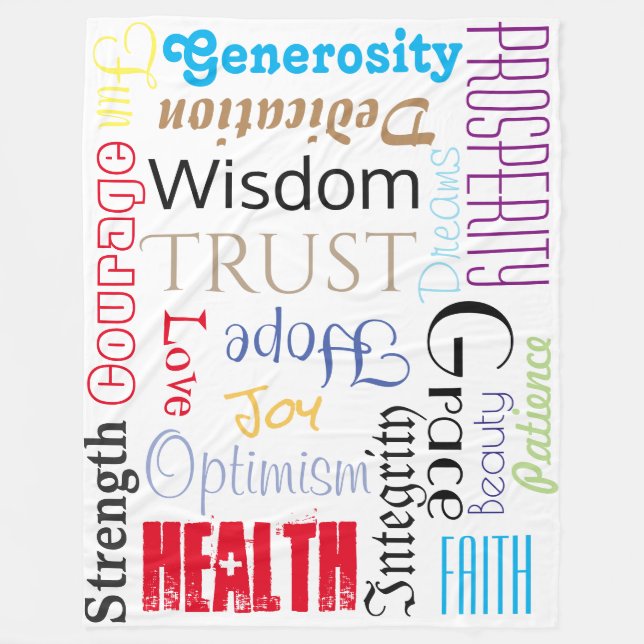 Wonderful Life Wishes Personalised Words Colours Fleece Blanket (Front)