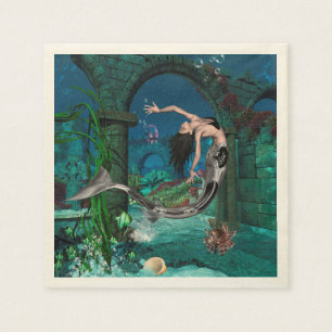 Wonderful mermaid with fantasy fish napkin