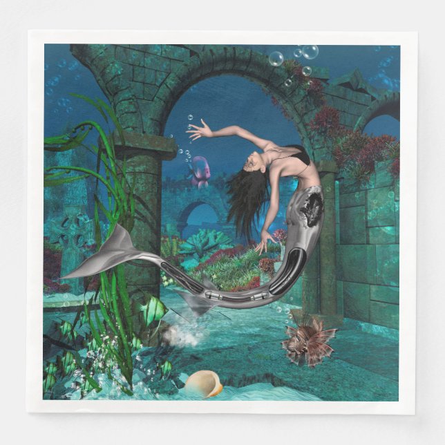 Wonderful mermaid with fantasy fish napkin (Front)