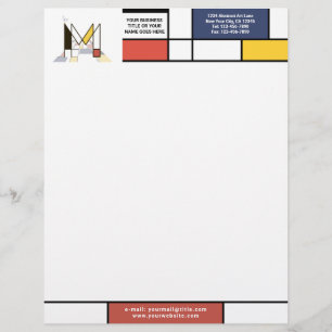 Wonderful Modern Art Monogram. Letter M Custom Letterhead