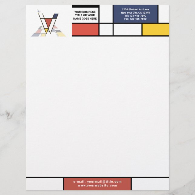 Wonderful Modern Art Monogram. Letter V Custom Letterhead (Front)