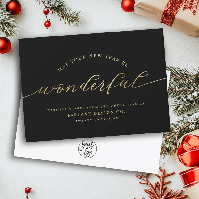 Wonderful | Modern Script Business Logo Corporate Holiday Card (Creator Uploaded)