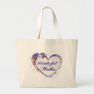 Wonderful Mother Floral Heart Large Tote Bag