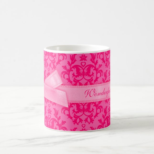 Wonderful Mum damask hot pink mum mug (Center)